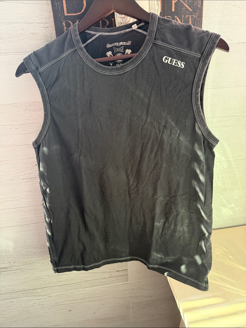 Guess Vintage 2007 Black 100% Cotton Sleeveless Logo Tank